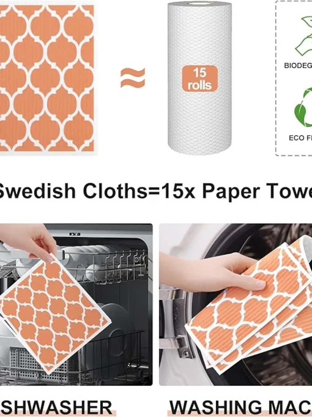 White Swedish Dish Cloths - 15 Pack